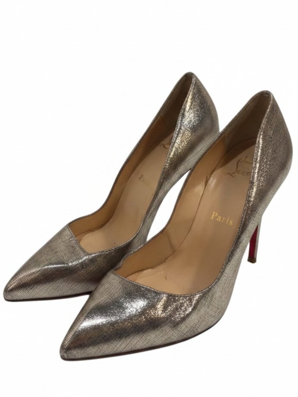 USED CHRISTIAN LOUBOUTIN Pigalle Follies 100 pumps in silver
